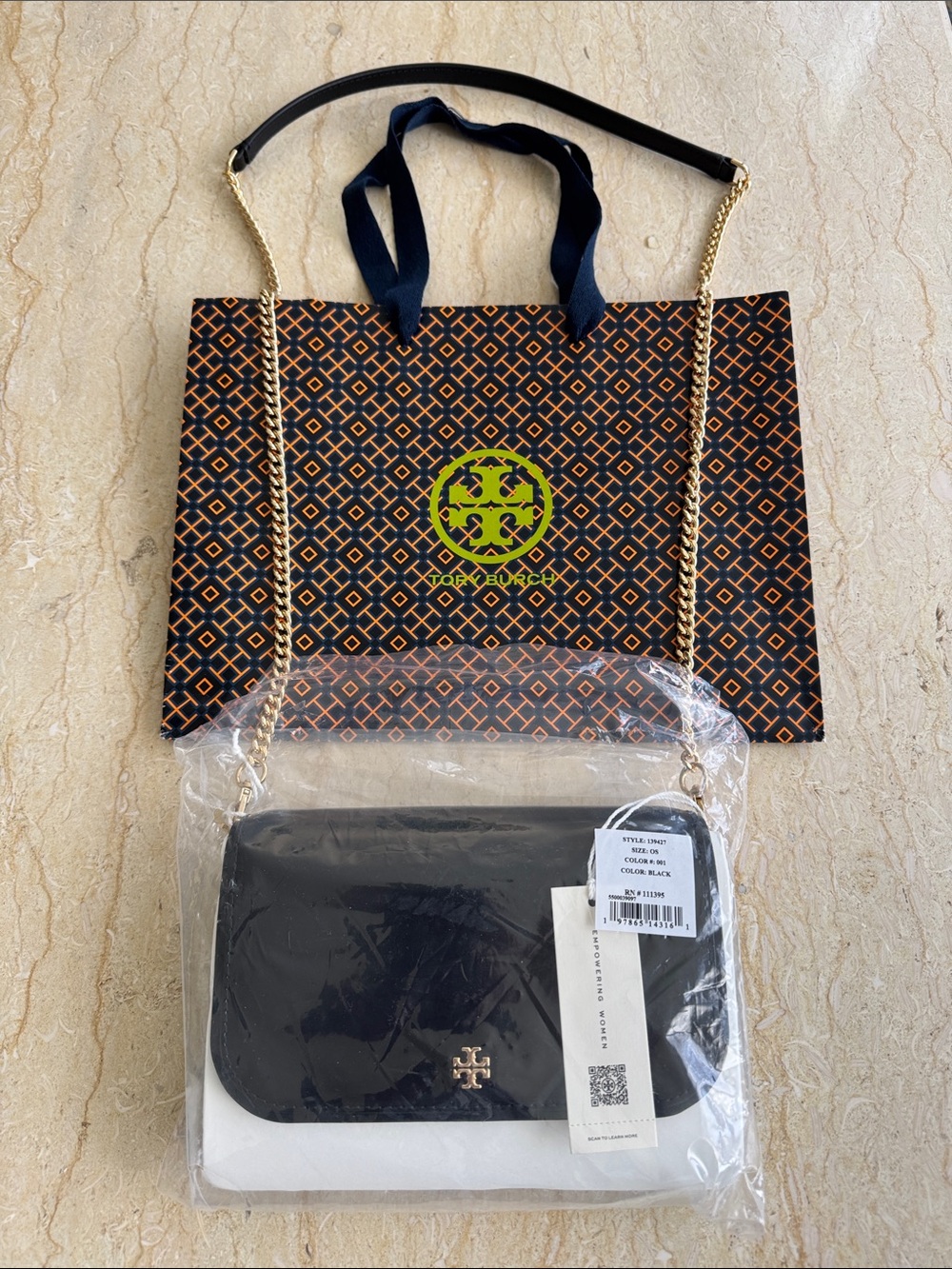 NWT TORY BURCH Emerson Patent Chain Shoulder Bag